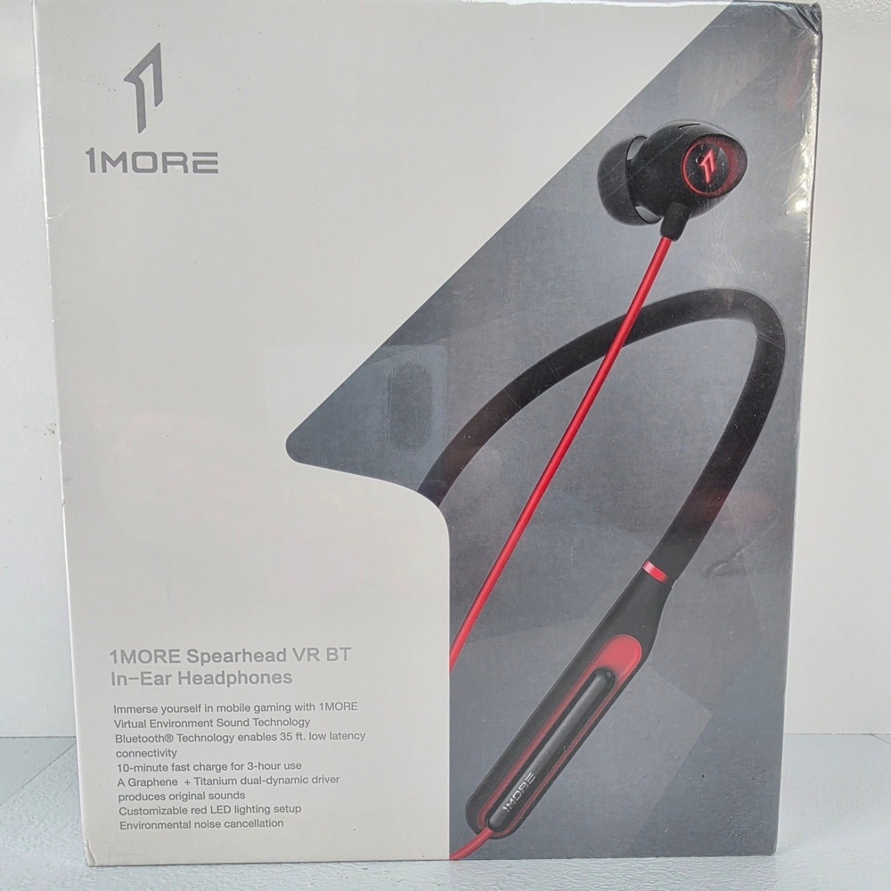 1MORE Spearhead VR BT Wireless In-Ear Gaming Headphones E1020BT Black Red NEW
